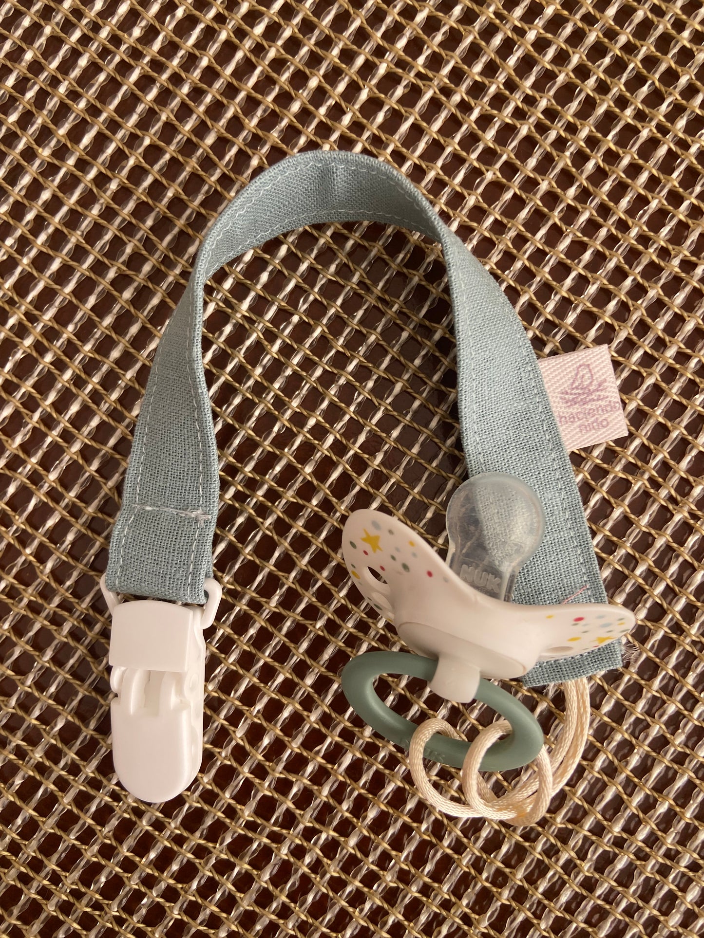 Porta chupete lino celeste