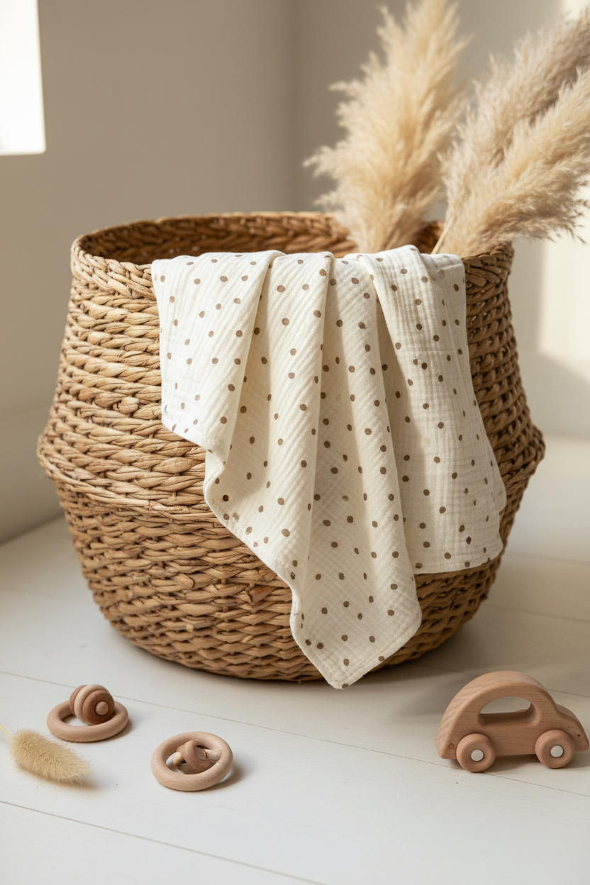 Crema puntos beige - canasto
